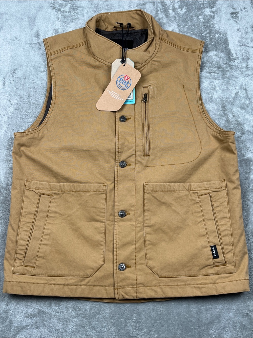NEW Prana M Men's Organic Cotton Tan Workwear Canvas Vest